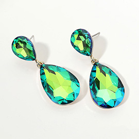 Glass Crystal Teardrop Evening Earrings