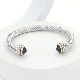 Stone Tip Twisted Rope Cuff Bracelet