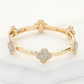 Stone Paved Quatrefoil Cluster Pointed Stretch Bracelet
