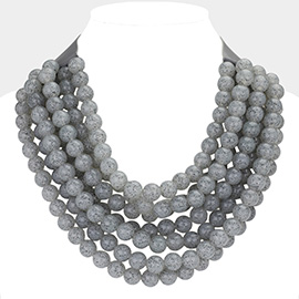 Chunky Acrylic Ball Beaded Multi Layered Faux Leather Magnetic Necklace