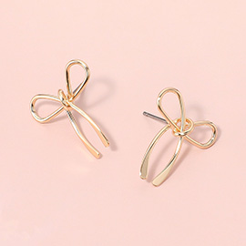Metal Wire Bow Knot Stud Earrings

