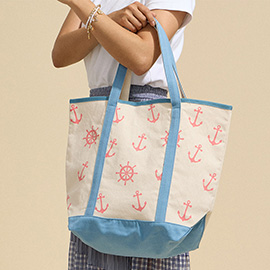 Anchor Wheel Printed Tote Bag
