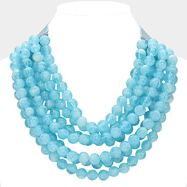 Chunky Acrylic Ball Beaded Multi Layered Faux Leather Magnetic Necklace