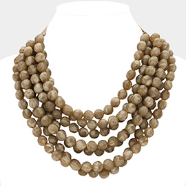 Chunky Acrylic Ball Beaded Multi Layered Faux Leather Magnetic Necklace