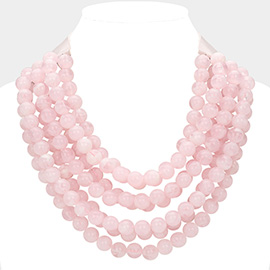 Chunky Acrylic Ball Beaded Multi Layered Faux Leather Magnetic Necklace