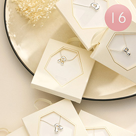 16PCS - Semi Fine Collection - Sterling Silver Dipped Brass Metal Puffy Initial Monogram Pendant Necklace