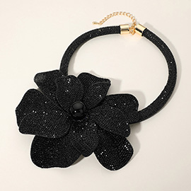 Bling Studded Oversized Flower Pointed Necklace