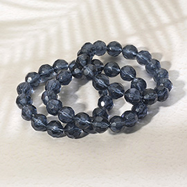 3PCS - Faceted Beaded Stretch Multi Layered Bracelets