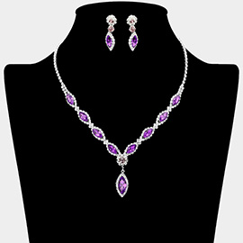Marquise Stone Rhinestone Paved Necklace