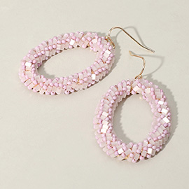 Seed Beaded Oval Ring Dangle Earrings