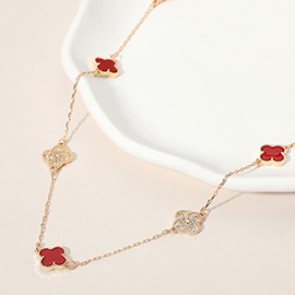 Quatrefoil Station Long Necklace