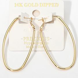 14K Gold Dipped Hypoallergenic Oval Hoop Earrings
