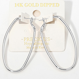 14K Gold Dipped Hypoallergenic Oval Hoop Earrings