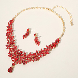 Marquise Stone Cluster Embellished Evening Necklace