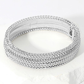 Triple Braided Layered Hinged Bangle Bracelet