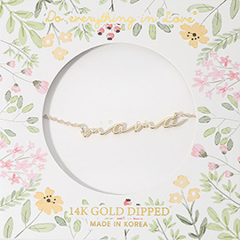 14K Gold Dipped Wire MAMA Message Pendant Necklace