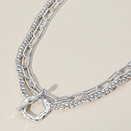 2PCS - Metal Chain Toggle Closure Necklaces