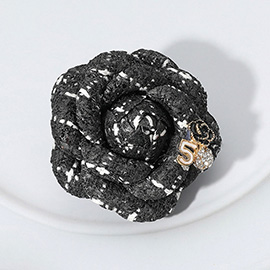 Enamel Flower Number Five Pointed Tweed Flower Pin Brooch / Hair Clip