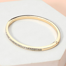 Stone Paved Hinged Bangle Bracelet