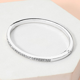 Stone Paved Hinged Bangle Bracelet