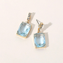 Rectangle Stone Cluster Dangle Earrings