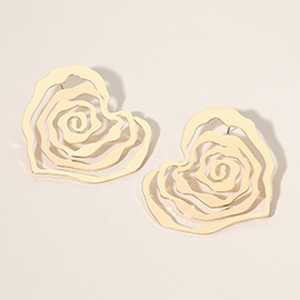 Abstract Metal Heart Swirl Earrings