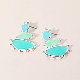 Irregular Sea Glass Link Dropdown Dangle Earrings