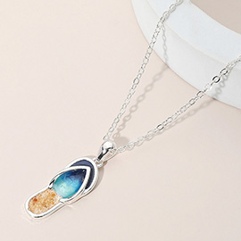 Enamel Flip Flop Pendant Necklace