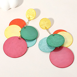 Celluloid Acetate Disc Chandelier Drop Earrings