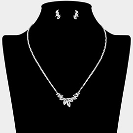 CZ Marquise Stone Cluster Pendant Pointed Rhinestone Paved Necklace