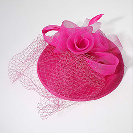 Rosette Feather Mesh Fascinator / Headband
