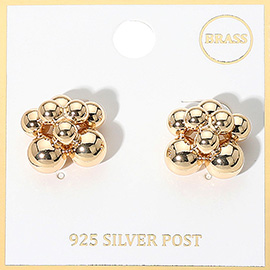 Brass Metal Bubble Ball Cluster Stud Earrings