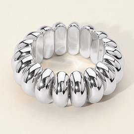 Chunky Metal Done Beaded Stretch Bracelet