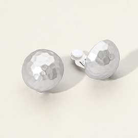 Matt Hammered Metal Dome Clip On Earrings