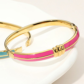 Stainless Steel Enamel Hinged Bangle Bracelet