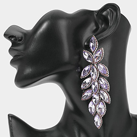 Marquise Stone Cluster Vine Dangle Evening Earrings