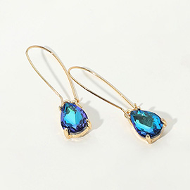 Teardrop Stone Cushion Dangle Earrings