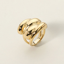 SECRET BOX_Stainless Steel Bold Triple Dome Band Ring