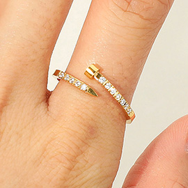 SECRET BOX_Stainless Steel Stone Paved Nail Wrap Ring