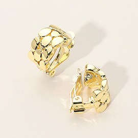 Textured Metal Half Hoop Clip On Earrings