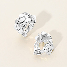 Textured Metal Half Hoop Clip On Earrings