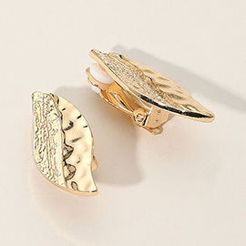 Textured Metal Leaf Clip On Earrings