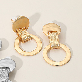 Abstract Hammered Metal Doorknocker Clip On Earrings