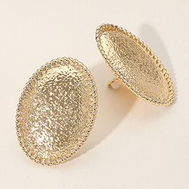 Textured Metal Oval Clip On Earrings