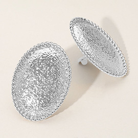 Textured Metal Oval Clip On Earrings