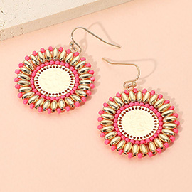 Boho Faceted Beaded Disc Dangle Earrings