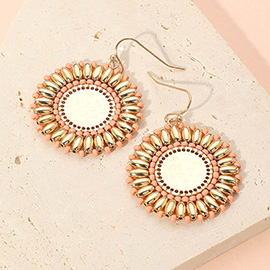 Boho Faceted Beaded Disc Dangle Earrings