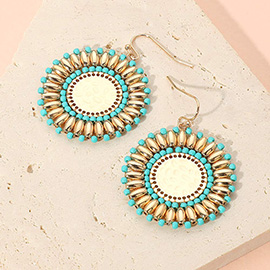Boho Faceted Beaded Disc Dangle Earrings