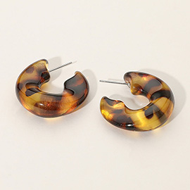 Celluloid Acetate Chunky Flat Hoop Earrings