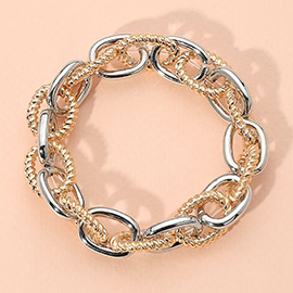 Textured Metal Chain Link Stretch Bracelet